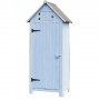 Armoire de jardin en bois, bleue - armoire de rangement exterieur