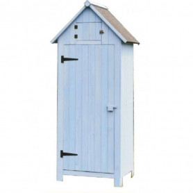 Armoire de jardin en bois, bleue - armoire de rangement exterieur