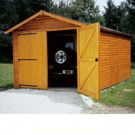 Garages en bois de 21 m² (série 3003 de Cihb) 303x703cm. ht: 260cm