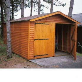 Garage voiture, en bois, de 15m², de la série 2000 des garages bois en kit de Cihb