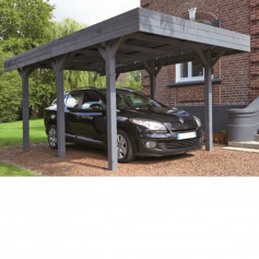 Carport bois GRIS anthracite avec toit PVC - LOUISON