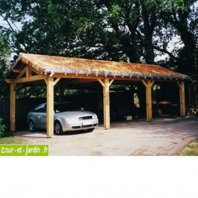 Abri 3 voitures ou carport 3 voitures en charpente traditionnelle en kit - carport bois de 9mx5 ou 9mx6