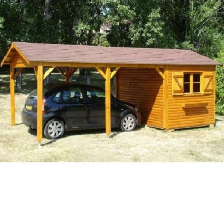  " 2 en 1" de 18m².  Abri voiture + Abri de jardin 