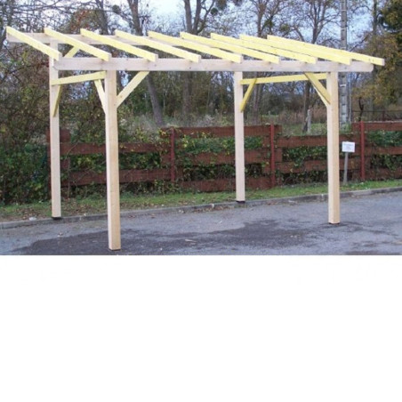 vue de gauche du Carport bois AV3350STL (3,25x5m) monopente sans couverture