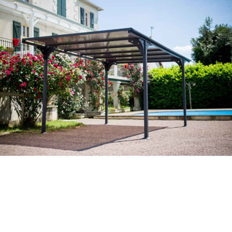 Carport aluminium à toit plat en polycarbonate - abri voiture pas cher