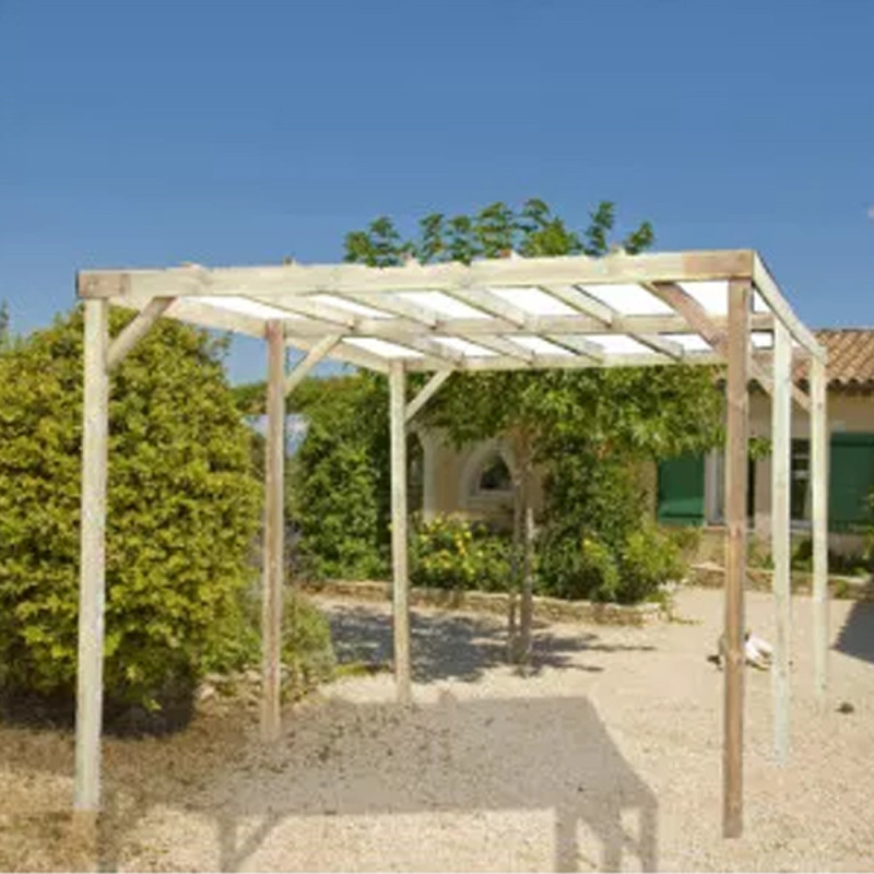 Carport en bois CAR 3050A 5mx3 sans couverture. Tonnelle bois. Tonnelle carport.