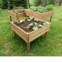 Carrés potagers TPO01 de 100 x 100cm en groupe de 3 . Ces jardinères bois sont livrées avec 1 géotextile