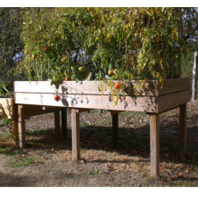 Table potagère TPO04 de 100 x 200cm en situation. Cette table de culture ou potager sur pieds est en bois traité classe 4.