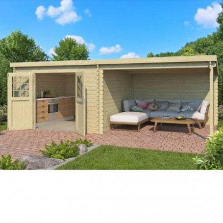 Abri jardin bois 8 m² + terrasse MOUNY - Abris et rangements- Cour