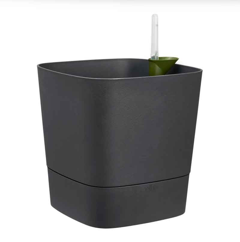 Pot de fleur carré - réserve d'eau et roulettes - 38cm - Aménagemen