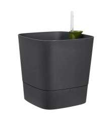 Pot de fleur carré - réserve d'eau et roulettes - 30cm