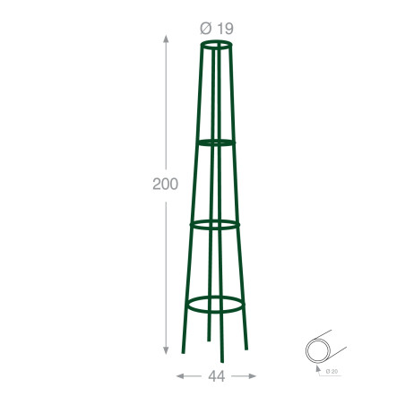 Tuteur " Colonne "- 200 x 44 cm - Diamètre Au Choix
