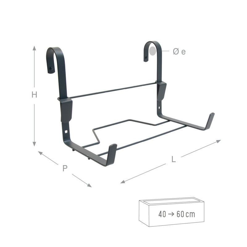 Support Jardinière Classique - Crochets Fer Plat - Anthracite - Taille Au Choix Support Jardinière Classique - Crochets Fer Plat - Anthracite - Taille Au Choix
