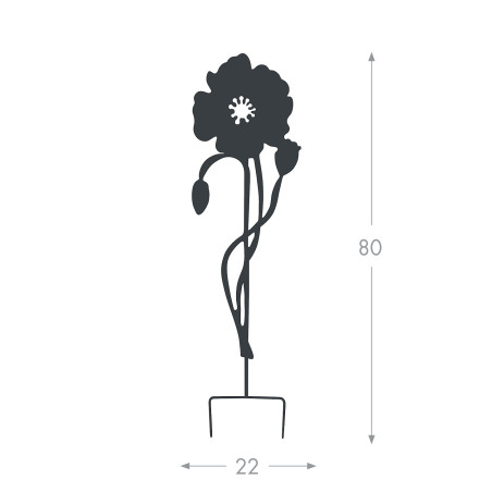 Décoration métal à planter " Coquelicot" - Anthracite