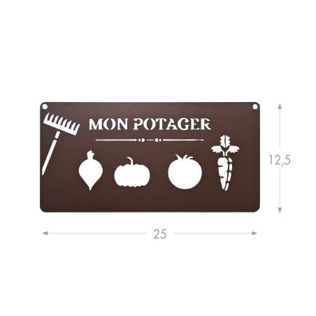 Pancarte Décorative Métal "Mon potager" Couleur Au Choix