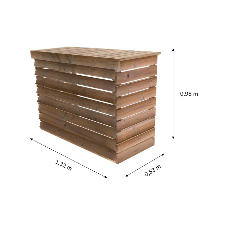 Cache climatiseur extérieur/pompe à chaleur - ventelles FIXES - 1,32 x 0,58 m - Hauteur au choix Cache climatiseur extérieur/pompe à chaleur - ventelles FIXES - 1,32 x 0,58 m - Hauteur au choix