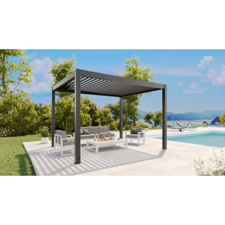 Pergola bioclimatique ALUMINIUM - gris anthracite - 11,90 m²