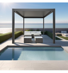 Pergola bioclimatique ALUMINIUM à motorisation solaire - gris anthracite - 11,90 m²