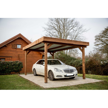 Carport en bois - Couverture acier galvanisé - 10,80 m2