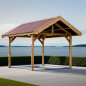 Carport en bois - Toit double pente - Couverture plaques ondulées - 10,80 m2 Carport en bois - Toit double pente - Couverture plaques ondulées - 10,80 m2