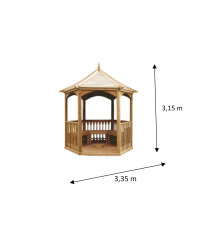 Pavillon hexagonal élégant - bois massif - 4,74 m2