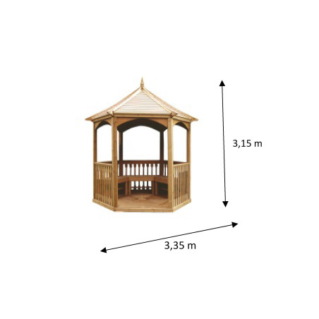 Pavillon hexagonal élégant - bois massif - 4,74 m2