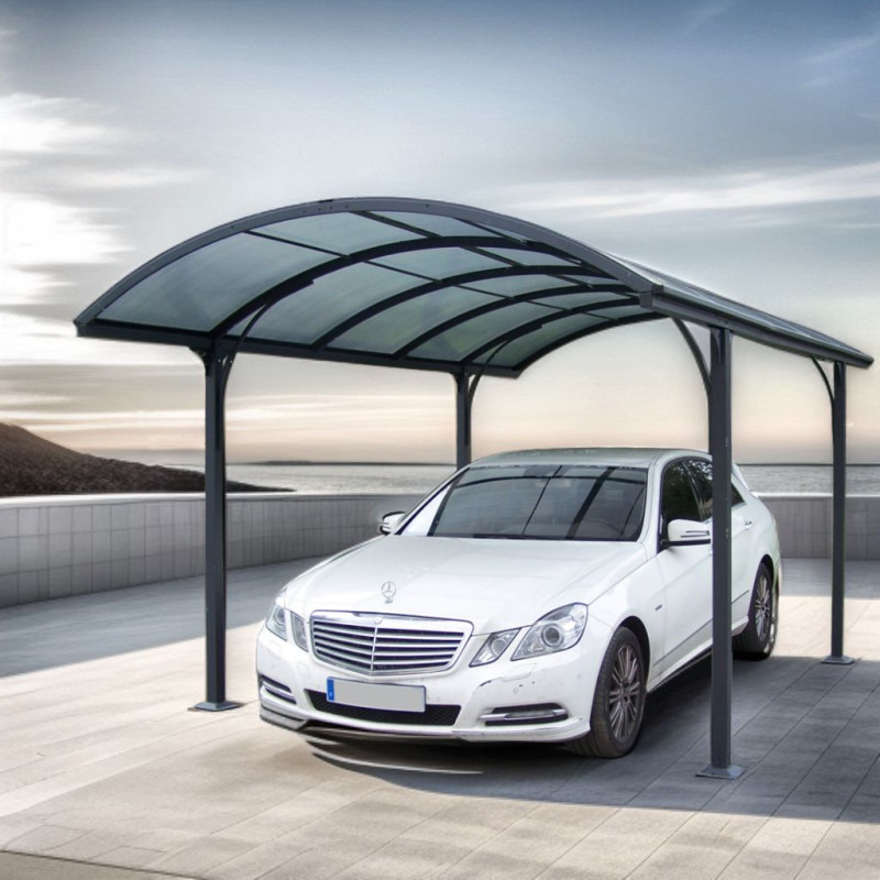 Carport Alu- Toit 1/2 rond - 14,62 m ² - Gris anthracite Carport Alu- Toit 1/2 rond - 14,62 m ² - Gris anthracite