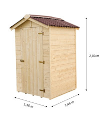 Abri de jardin - bois massif - 1.35 m2