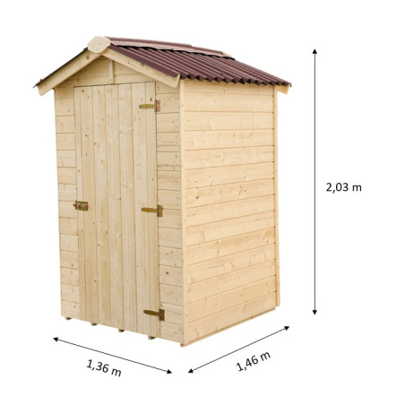 Abri de jardin - bois massif - 1.35 m2