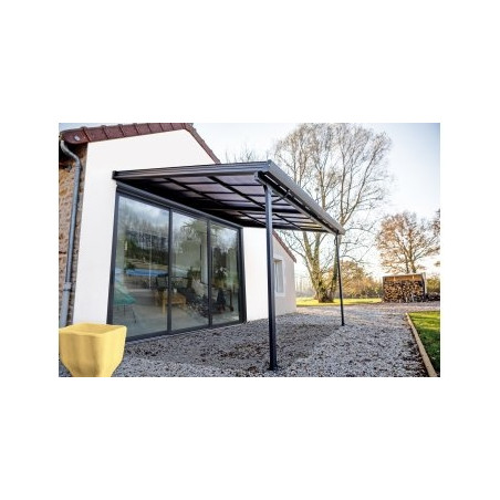 Toit terrasse/auvent ALUMINIUM - toit amovible - gris anthracite - 12,04 m²