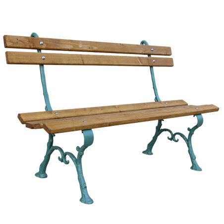 Banc de jardin - Bois et Fonte - "Bretagne" - 130 cm - Couleur Au Choix