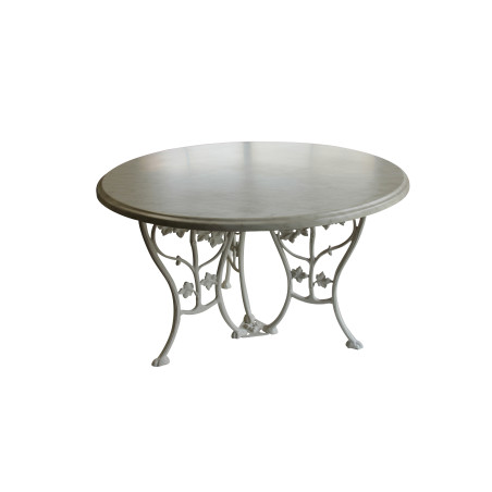 Table De Jardin - Ronde - Aluminium Plein -"Lierre"- Blanc