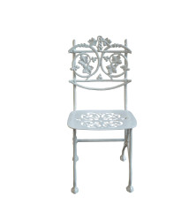 Lot de 4 Chaises De Jardin - Aluminium Plein -"Lierre"- Blanc
