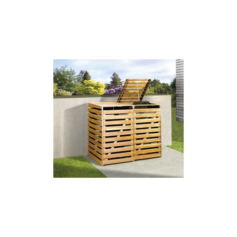 Cache Poubelle - Double - En Bois - Au Choix Cache Poubelle - Double - En Bois - Au Choix