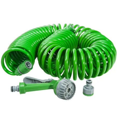Kit tuyau serpentin + pistolet - 15 M - Vert Foncé
