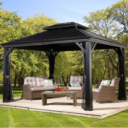 Tonnelle de jardin Messina - aluminium/acier - 10,81m² - Couleurs au choix