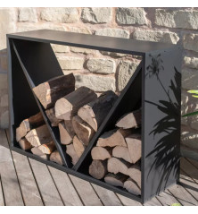 Etagère à bois - 3 compartiments - Acier noir - Dimensions au choix