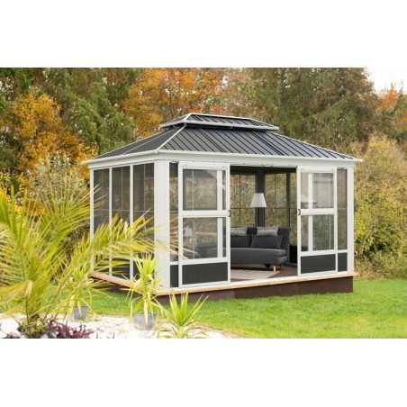 Pavillon Olan - métal noir/gris - 403 x 278 x 292 cm