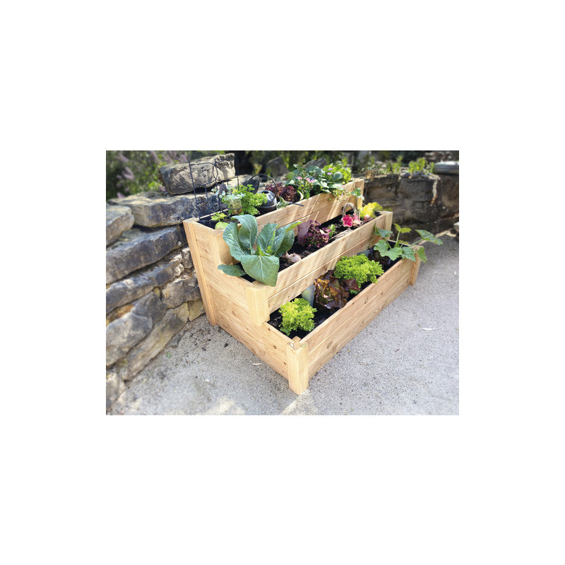 Jardinière sur escaliers - 120 cm - bois naturel Jardinière sur escaliers - 120 cm - bois naturel