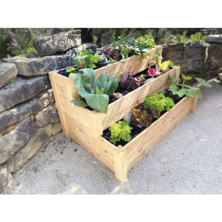 Jardinière sur escaliers - 120 cm - bois naturel