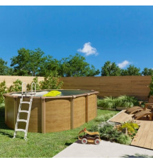 Piscine Osmose ronde - acier aspect bois - 19 m³