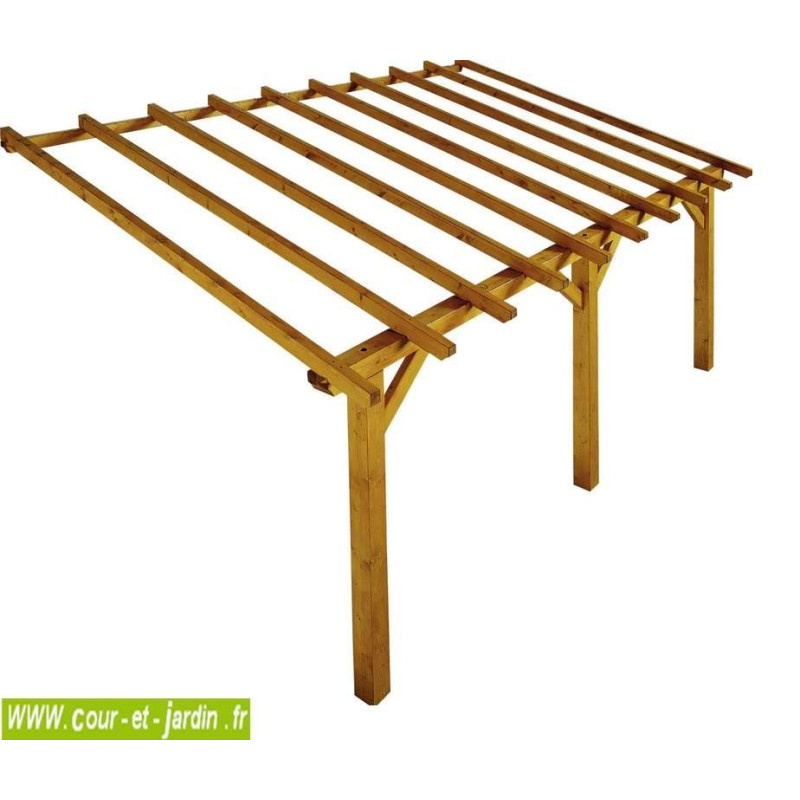 Carport avec abri bois adossé Arthur - Kit Premium Garanti 5 ans.