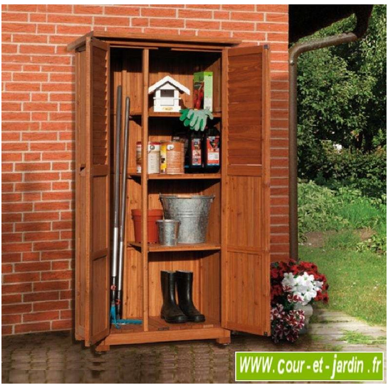 Armoire haute de jardin en résine range-balai terrasse extérieur