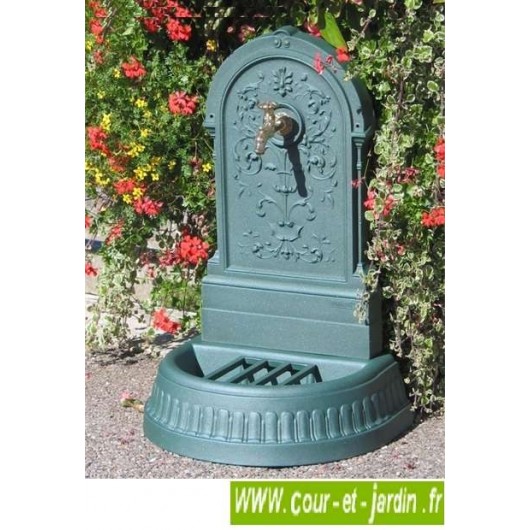 Fontaine Floraison en fonte, à robinet Colvert - Fontaine d'extérieur coloris vert antique