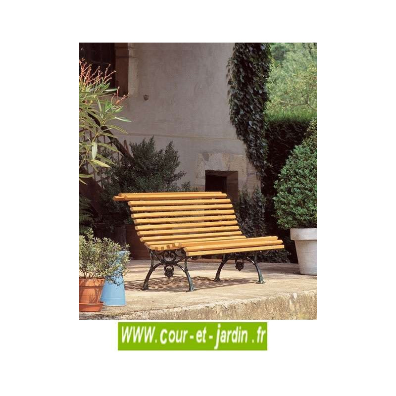 Banc fonte : Vigne. Ce banc de jardin en bois et fonte ou banc ancien, est livré en kit.