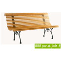 Banc de jardin ancien en fonte avec lattes en pin (150cm). Banc en bois jardin