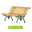 Banc de jardin en fonte. Ce Banc ancien ou banc en fonte : Vigne, est un produit des Fontes d'art Dommartin.