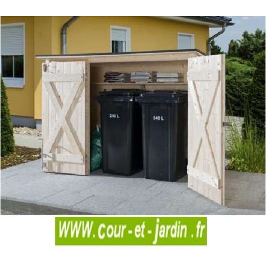 Abri pour vélos ou poubelles en bois d'épicéa + placard 95 x 215