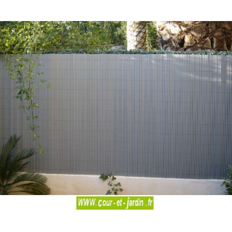Canisses PVC double face Gris Perle  ht 120cm  rouleau de 3ml