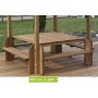 Détail de la partie basse de la table de pique nique bois avec bancs intégrés carrée ELITE. Table en bois avec banc